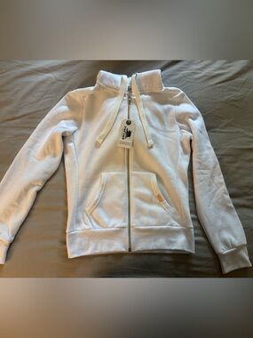Reflex White Full Zip Hoodie Sweatshirt Medium NWT Cotton Blend